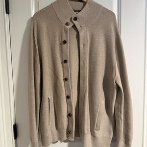 Men's Banana Republic Beige Button-Front Shawl Collar Sweater